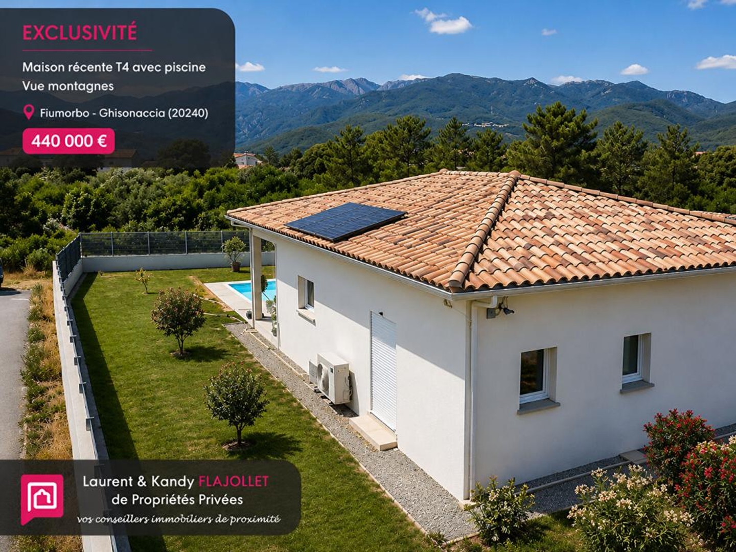 EXCLUSIVITE - Maison récente type T4 avec piscine et garage - Vue montagnes - Fiumorbo - GHISONACCIA 20240 - Haute Corse - FRANCE