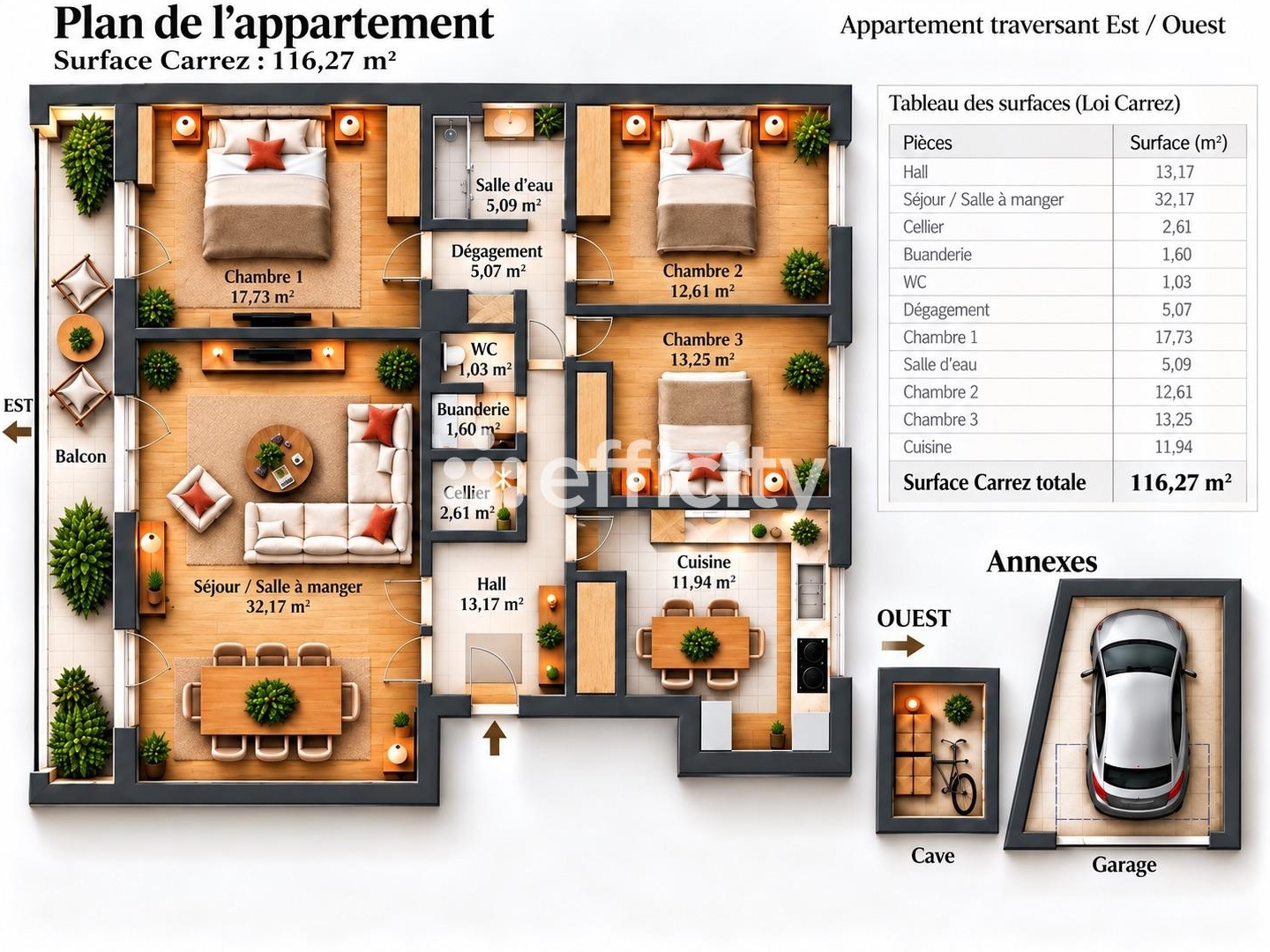 Appartement à vendre - 5 pièces - 116m2 - Lyon 7e (69007)