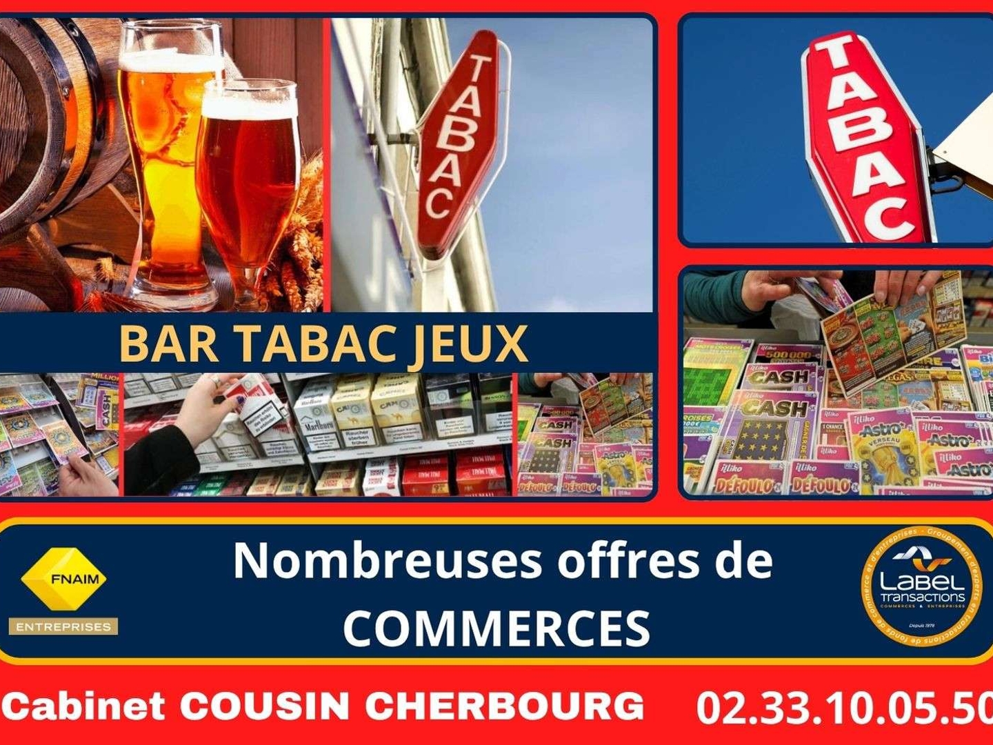 Vente bar tabac jeux ville très prisée Sud Manche