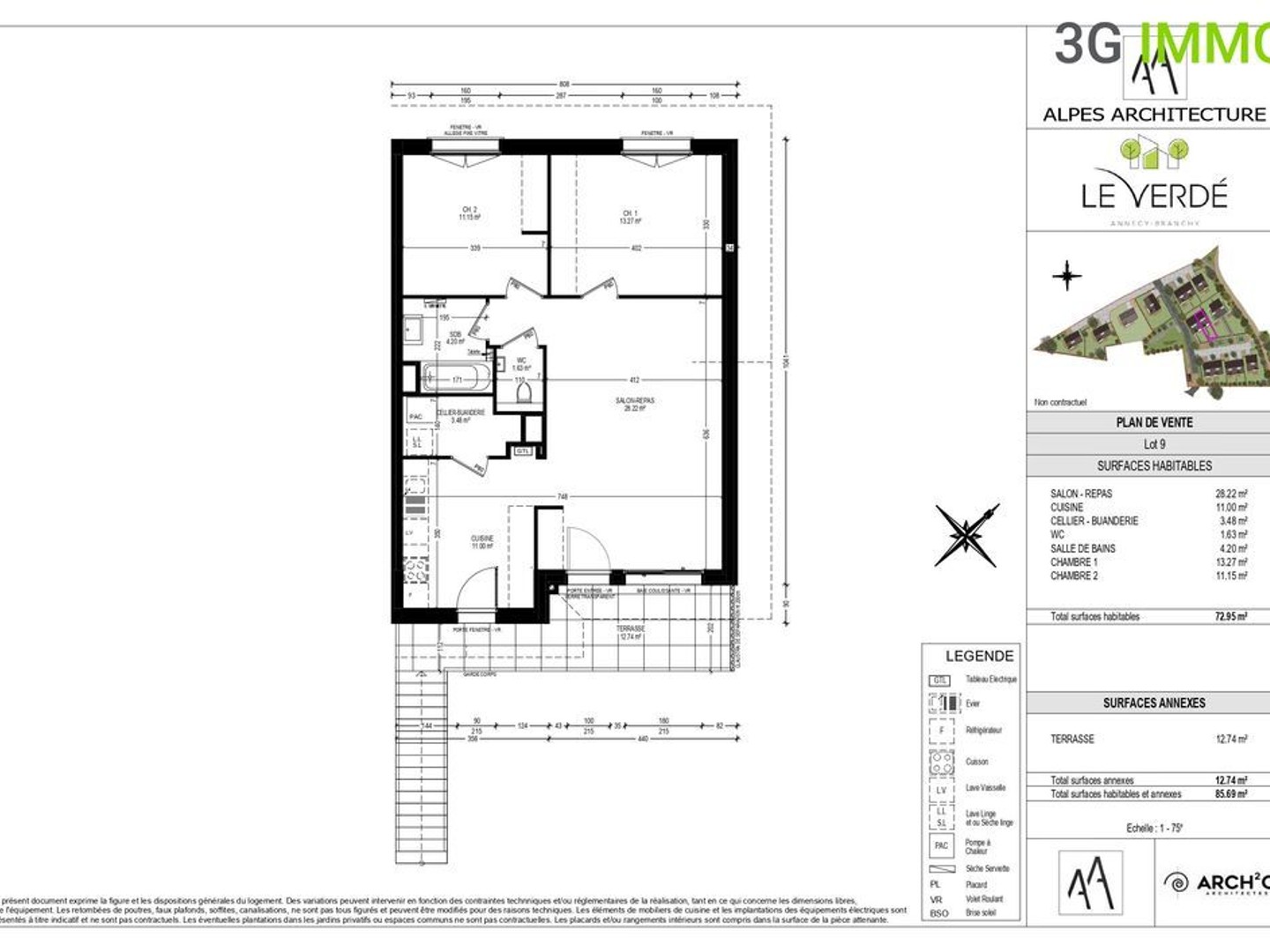 Appartement à vendre - 3 pièces - 73m2 - Annecy (74600)