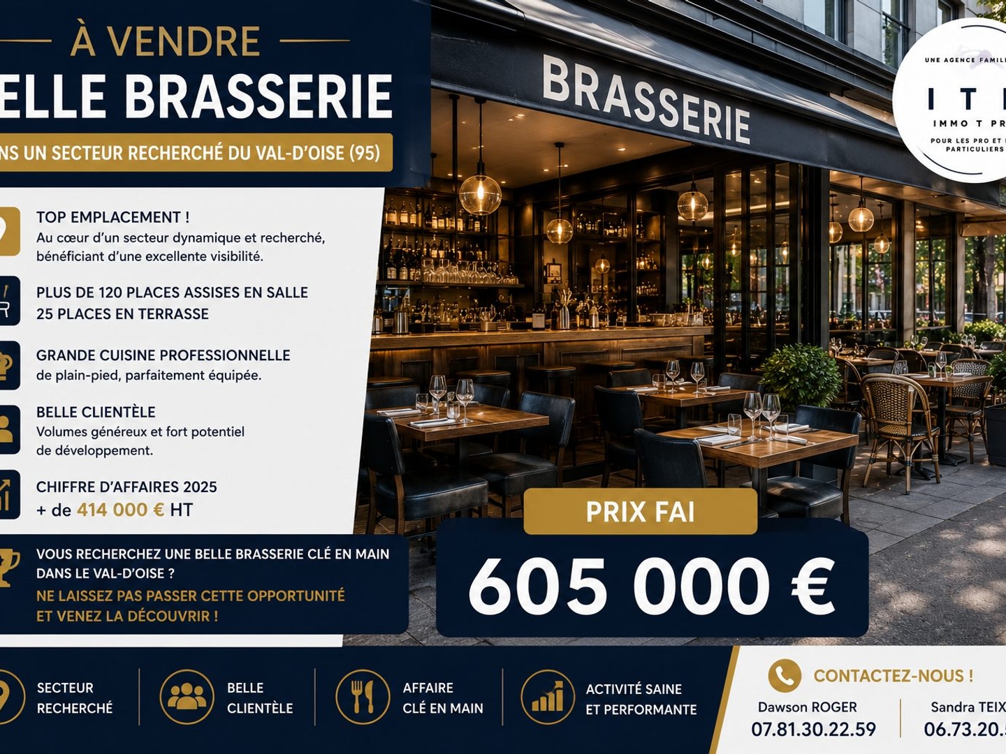 BELLE BRASSERIE DANS UNE SECTEUR RECHERCHÉE DU VAL D'OISE (95)