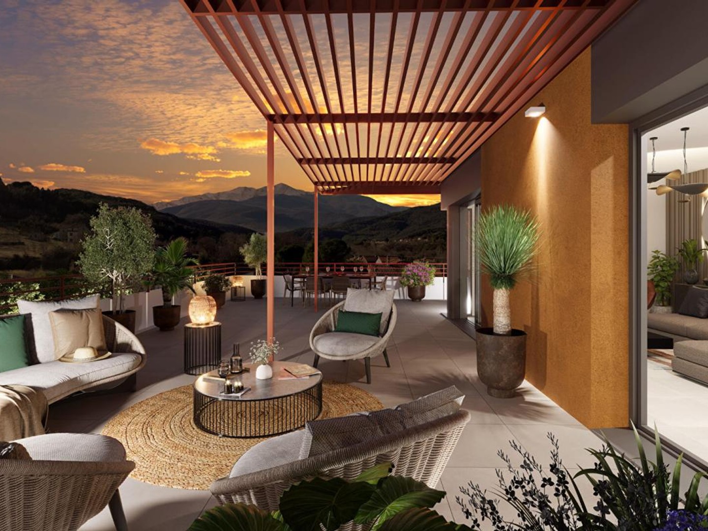 CERET "TOIT TERRASSE 4 pièces de 100m2 avec terrasse, garage double, parking et cave