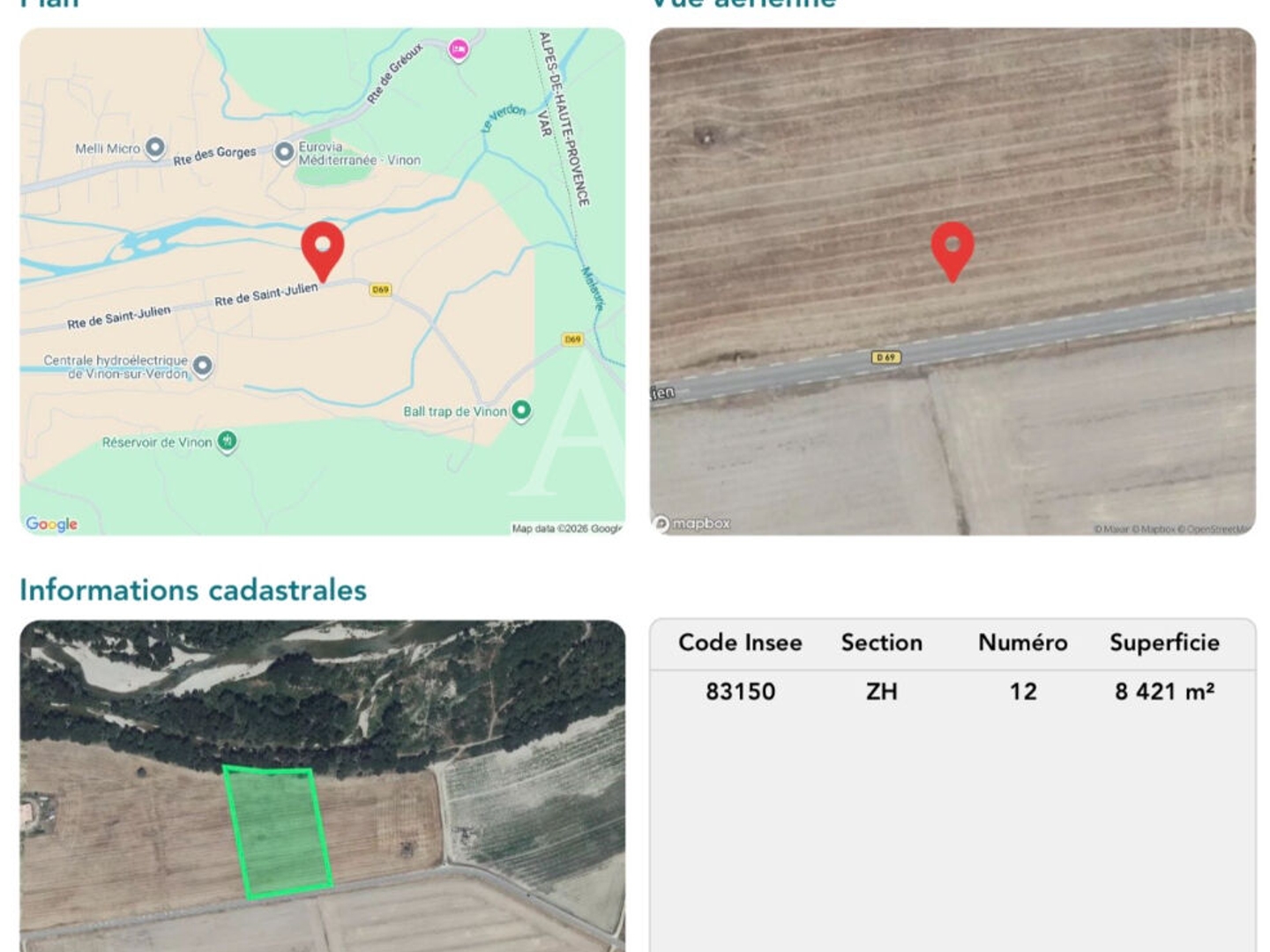 Terrain à vendre - 8421m2 - Vinon-Sur-Verdon (83560)