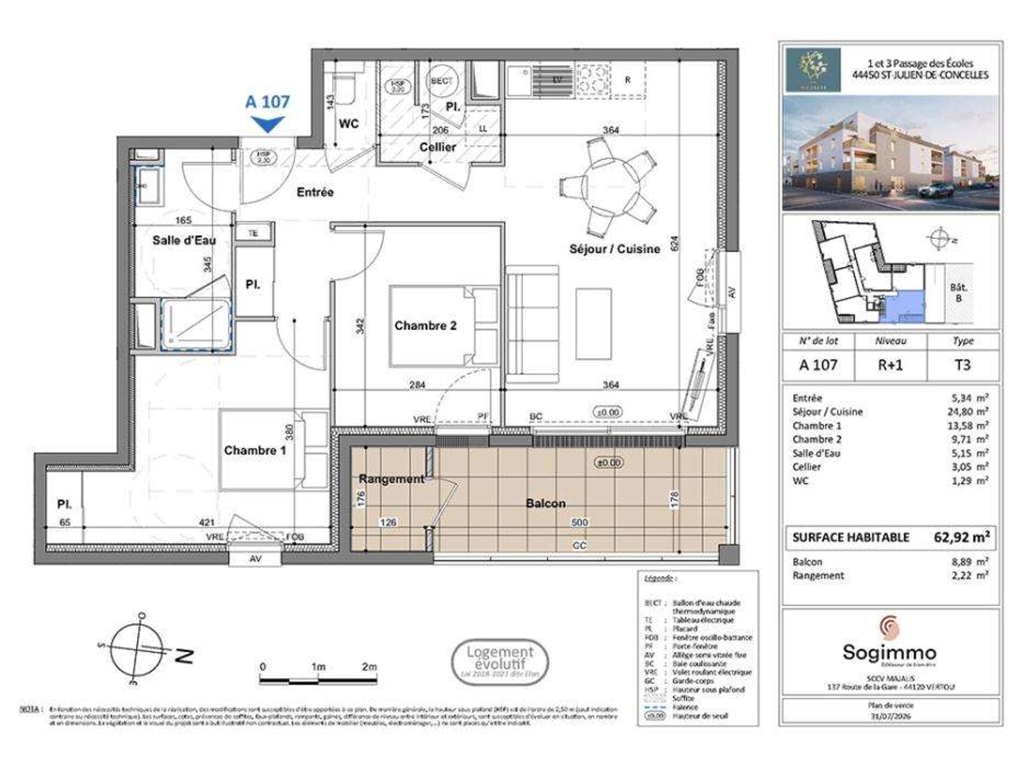 Appartement 3 pièces 63 m²