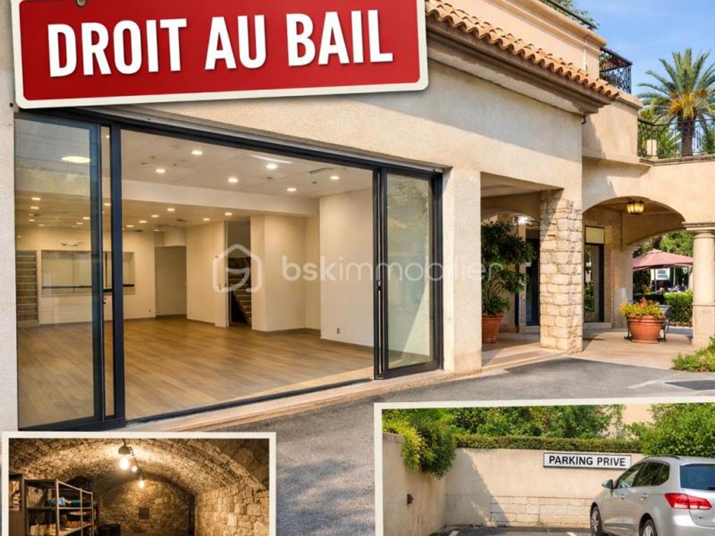 DROIT AU BAIL  MOUGINS TOURNAMY  LOCAL 70m² + PARKING  FORT POTENTIEL