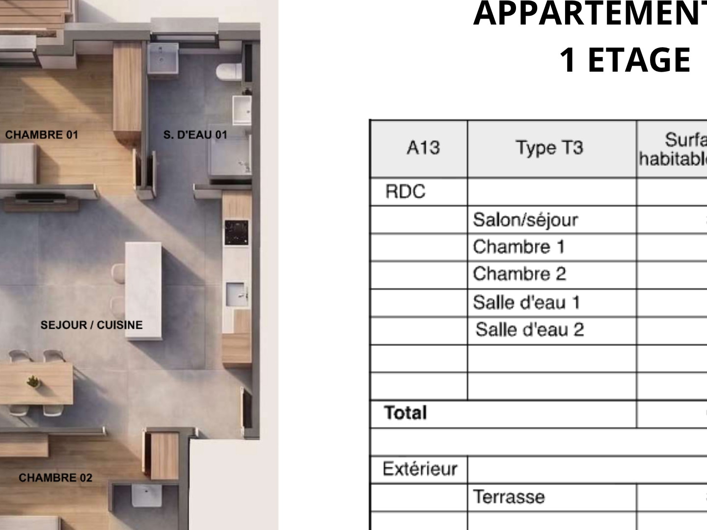 Appartement 3 pièces 67 m²