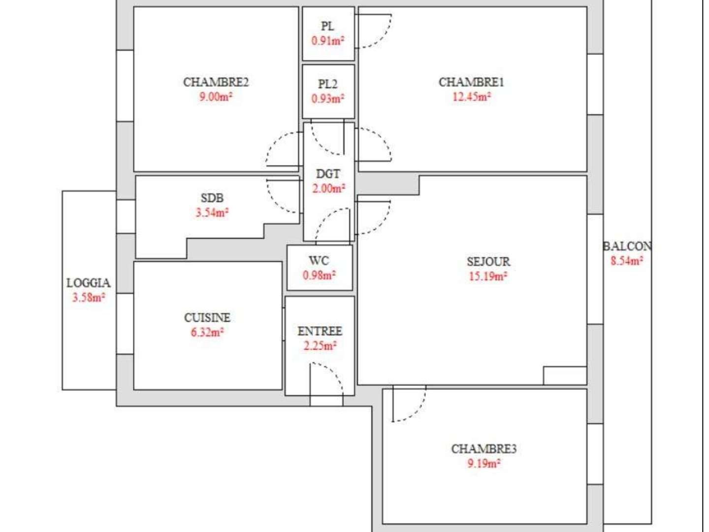 Appartement 4 pièces 62 m²